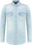 PUREWHITE Heren Overhemden Denim Shirt With Pressbuttons And Pockets On Chest Lichtblauw - Thumbnail 2
