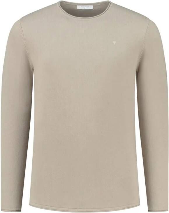 PURE PATH Heren Truien & Vesten Flat Knitted Shirt With Small Logo On Chest Zand - Foto 5