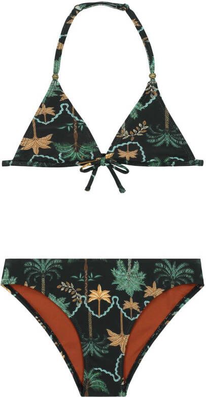Shiwi triangel bikini Lizzy zwart groen Meisjes Gerecycled polyester All over print 134 140