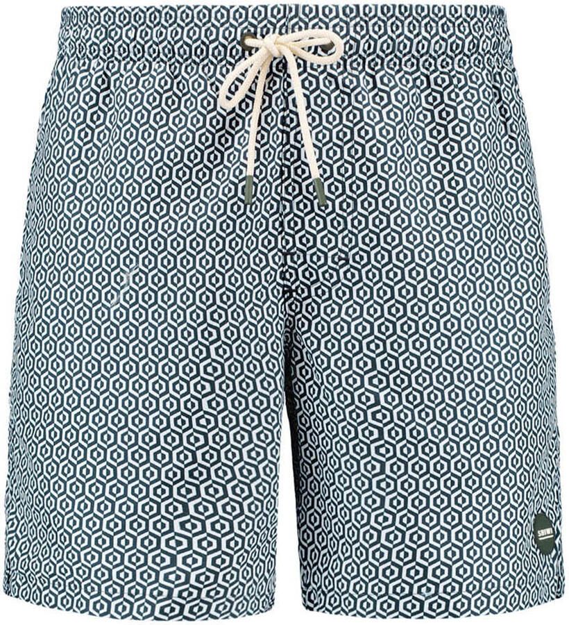 SHIWI Heren Zwembroeken Men Mike Swim Shorts 7 Inch Geo Tile Groen - Foto 5