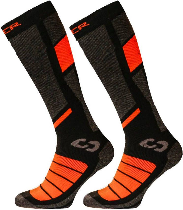 Sinner ski sokken Pro Socks grijs zwart oranje (set van 2 paar) Skisokken Polypropyleen 42-44