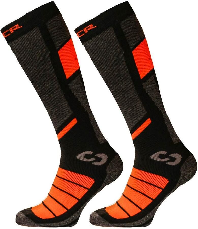 Sinner ski sokken Pro Socks grijs zwart oranje (set van 2 paar) Skisokken Polypropyleen 42-44