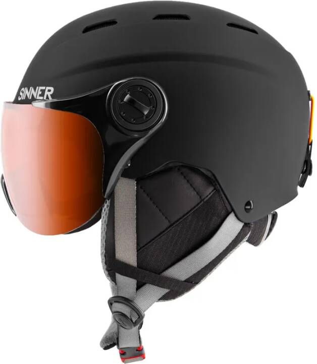 Sinner ski helm met vizier Typhoon Visor mat zwart (rode lens) Skihelm ABS 57