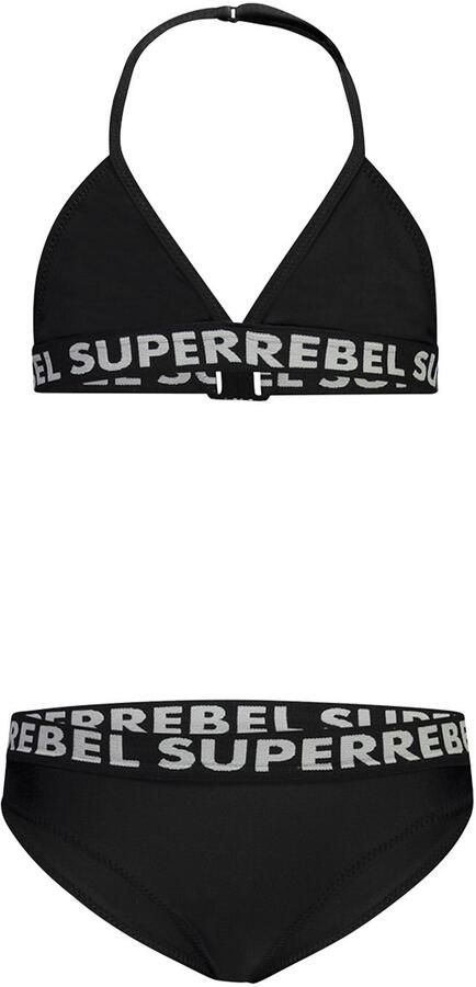 SuperRebel triangel bikini Isla zwart Meisjes Polyester Effen 140