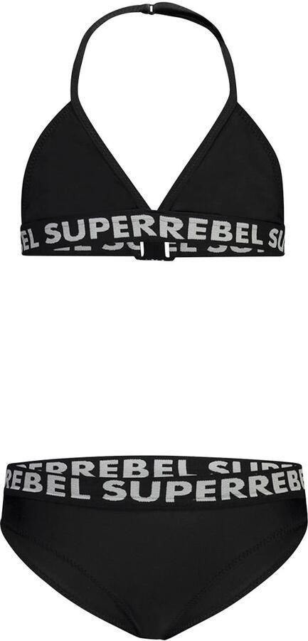 SuperRebel triangel bikini Isla zwart Meisjes Polyester Effen 128