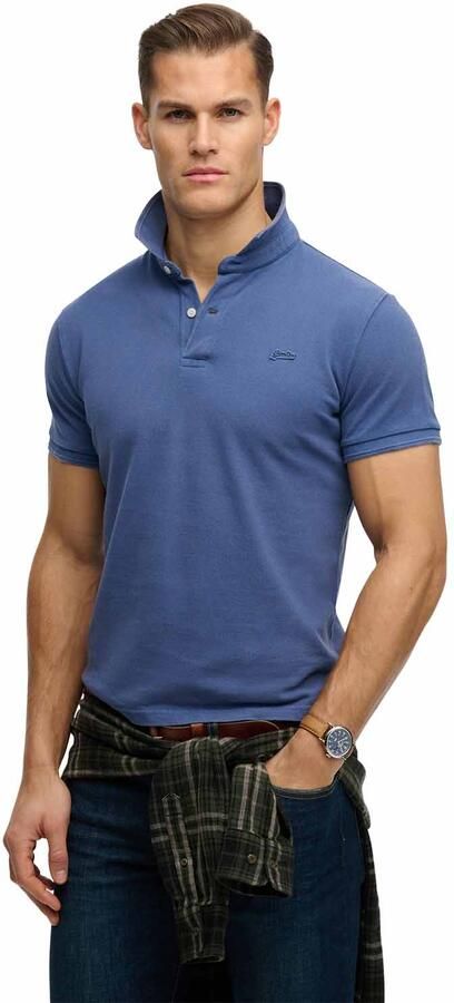 Superdry Polo Shirt Korte Mouw Polo Pique Classic Bay Blauw