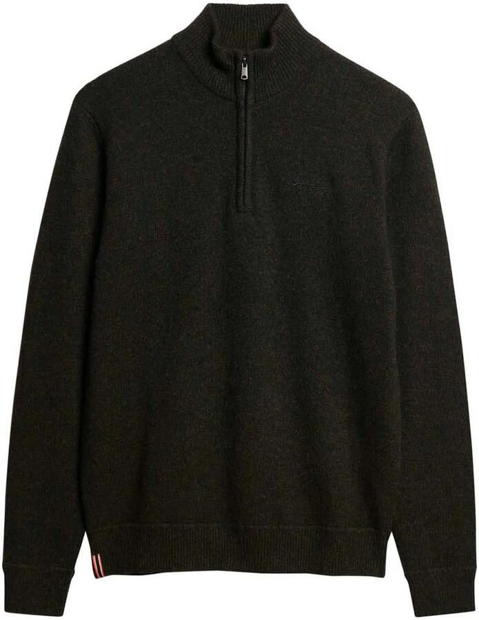 Superdry Sweater Essential Half Zip Wolmix Pullover Donkergroen - Foto 3