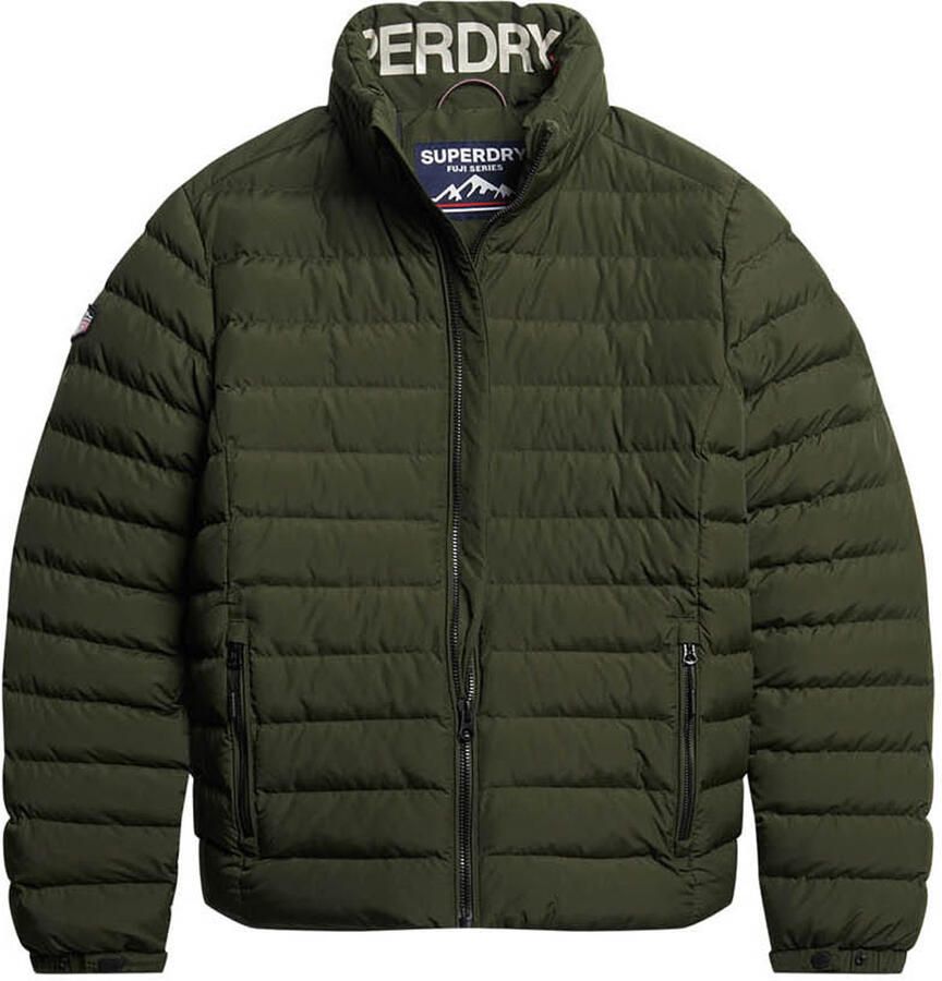 Superdry gewatteerde jas Fuji met logo dark moss green