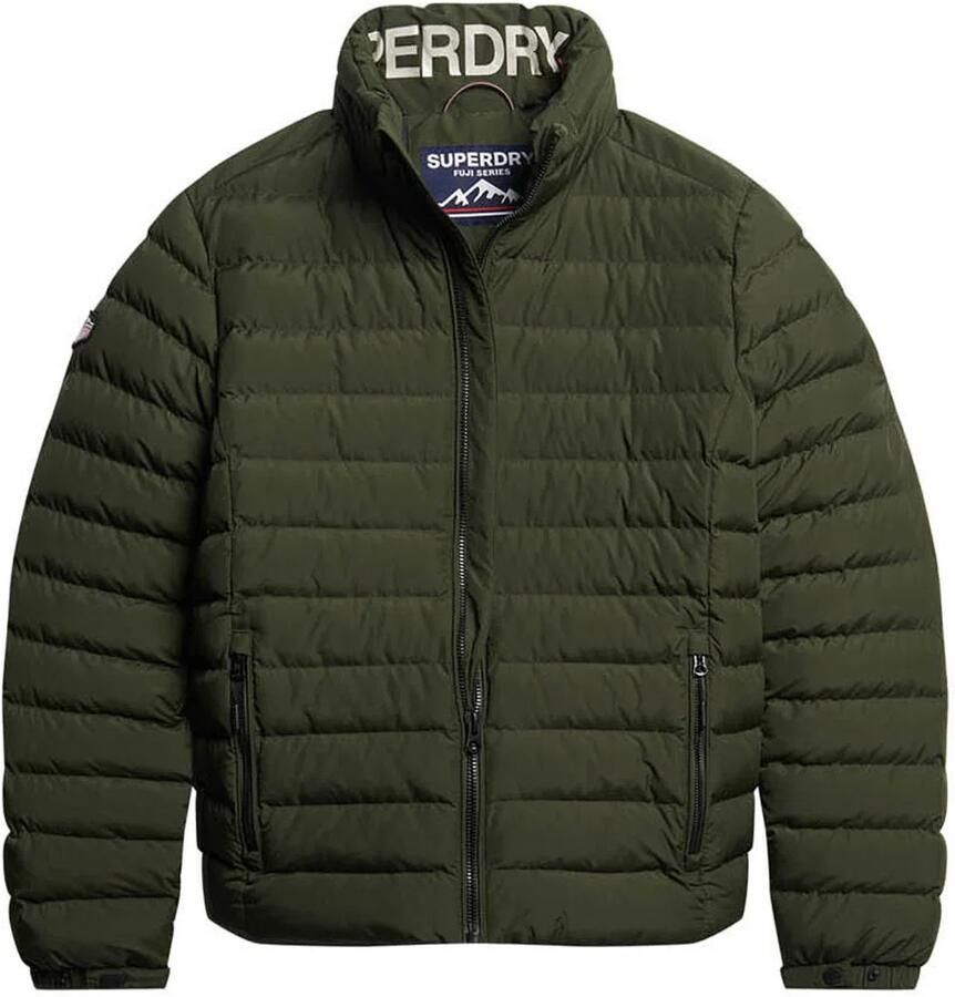 Superdry gewatteerde jas Fuji met logo dark moss green