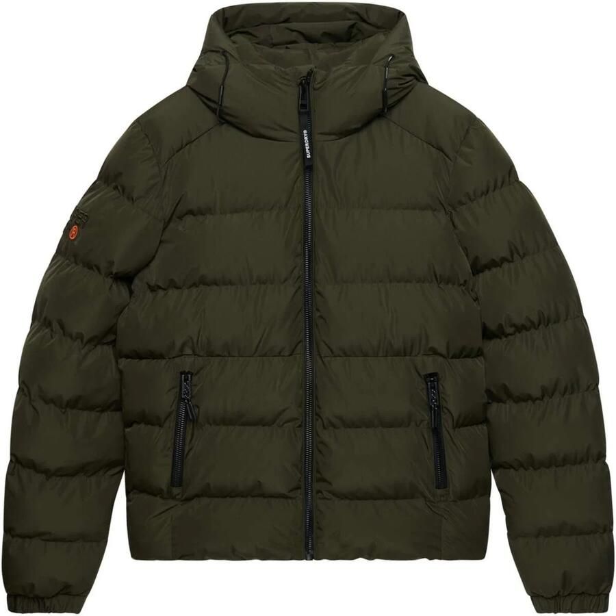 Superdry Gewatteerd jack met capuchon en ritszakken opzij