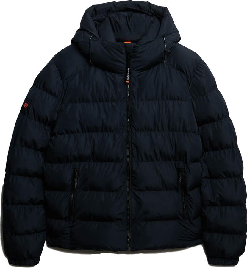 Superdry Gewatteerd jack met capuchon en ritszakken opzij