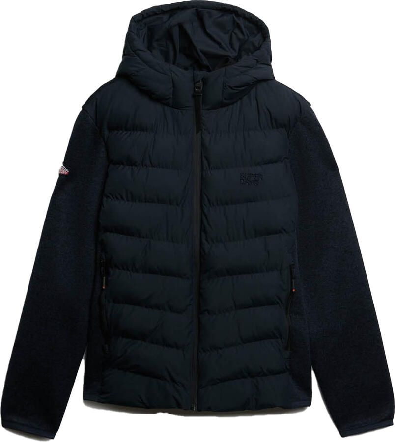Superdry gewatteerde jas met gebreide mouwen donkerblauw - Foto 3