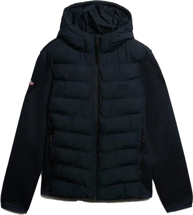 Superdry gewatteerde jas met gebreide mouwen donkerblauw - Foto 3
