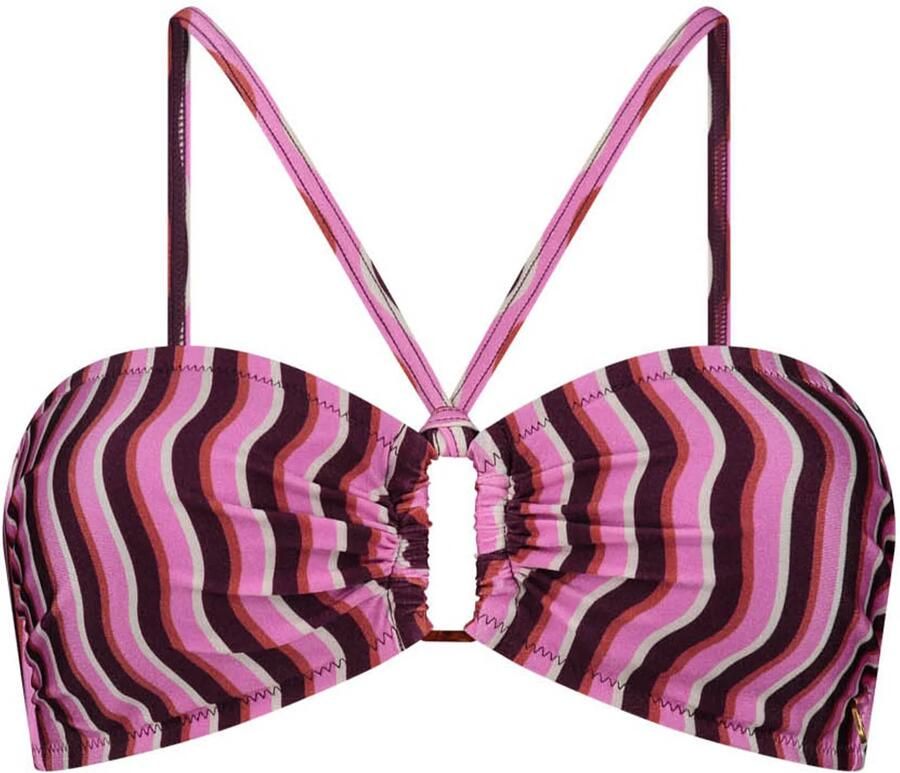 Ten Cate Beach TC WOW voorgevormde strapless bandeau bikinitop roze wit bruin - Foto 4