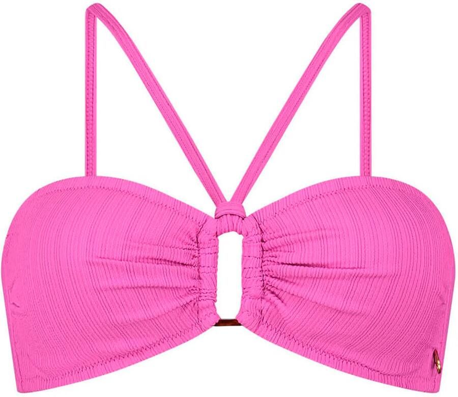 Ten Cate Beach TC WOW voorgevormde strapless bandeau bikinitop met textuur roze - Foto 4