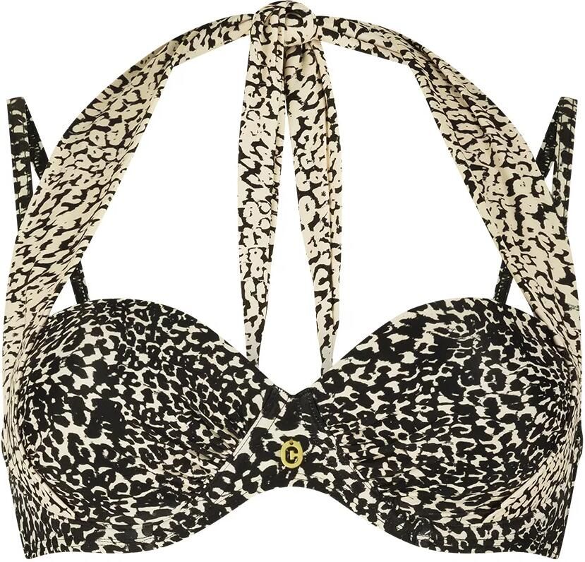 Ten Cate Beach TC WOW voorgevormde halter bikinitop zwart ecru