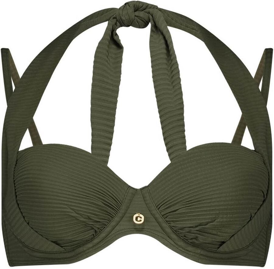 Ten Cate Beach TC WOW voorgevormde beugel bikinitop met ribstructuur groen - Foto 3