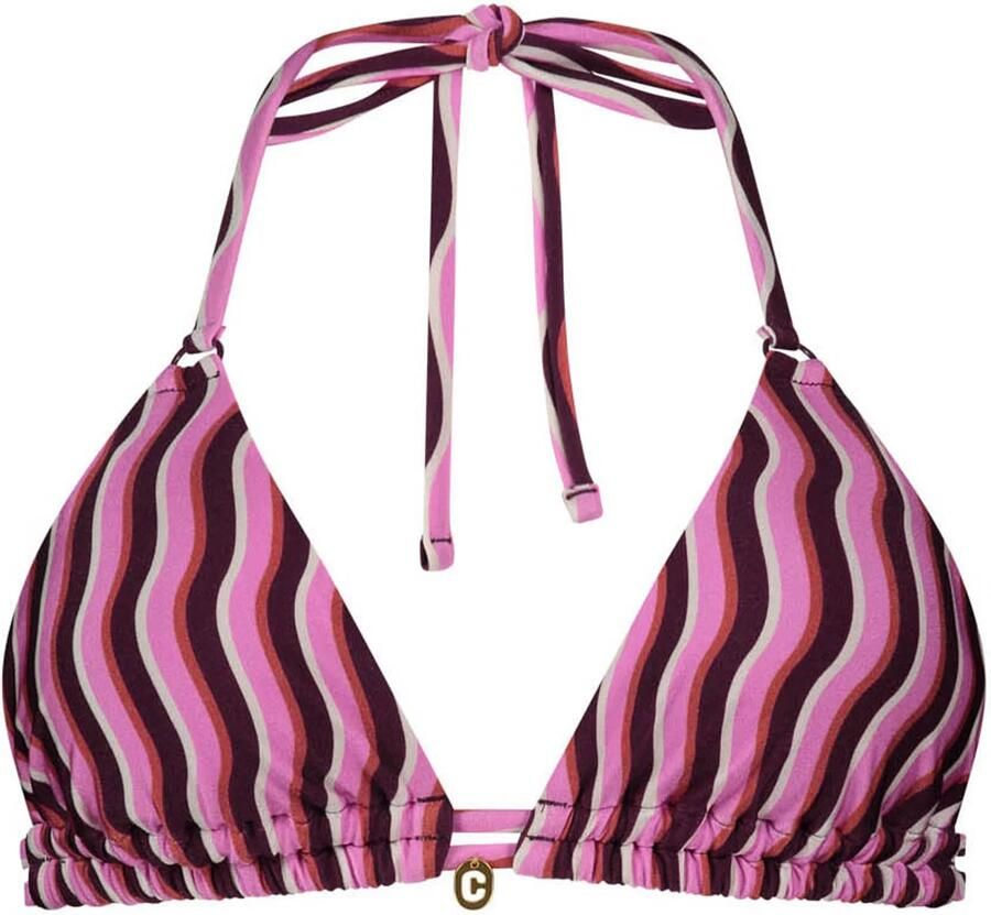 Ten Cate Beach TC WOW voorgevormde triangel bikinitop roze wit bruin - Foto 3