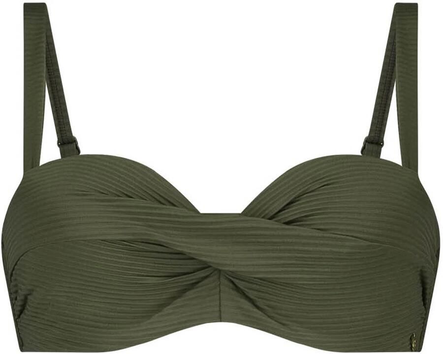 Ten Cate Beach TC WOW voorgevormde strapless bandeau bikinitop met ribstructuur groen - Foto 3