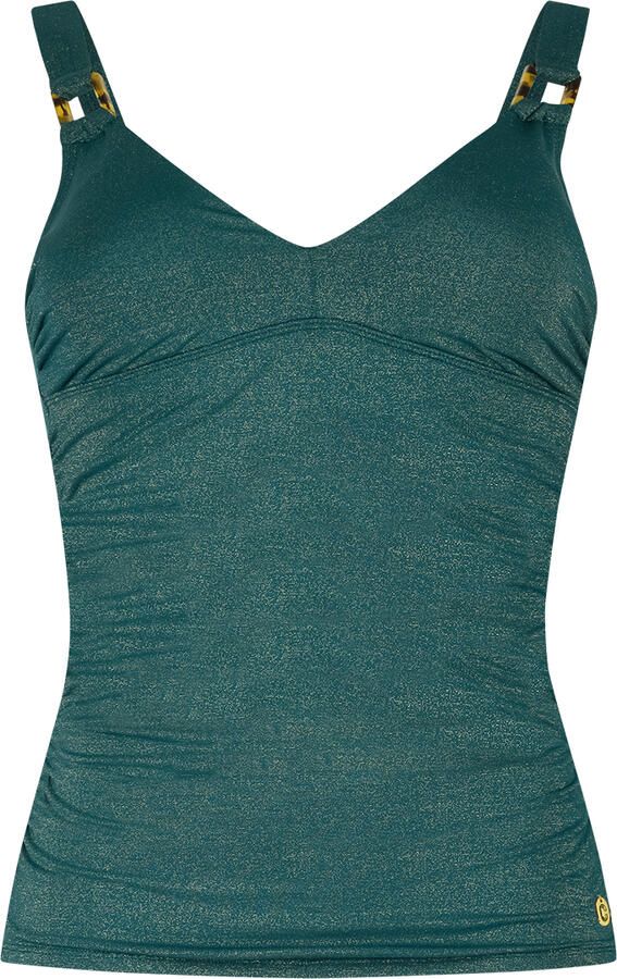 Ten Cate Beach TC WOW voorgevormde tankini bikinitop met lurex donkergroen - Foto 3