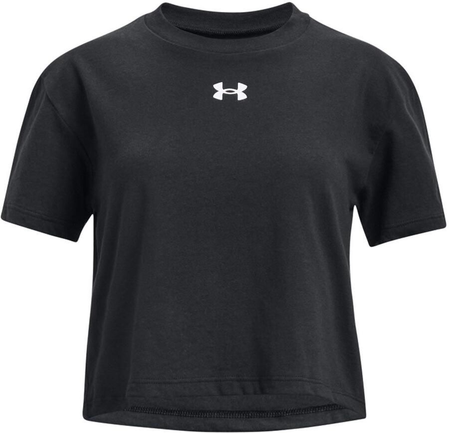 Under Armour sportshirt Sportstyle Logo zwart wit Sport t-shirt Meisjes Katoen Ronde hals 152