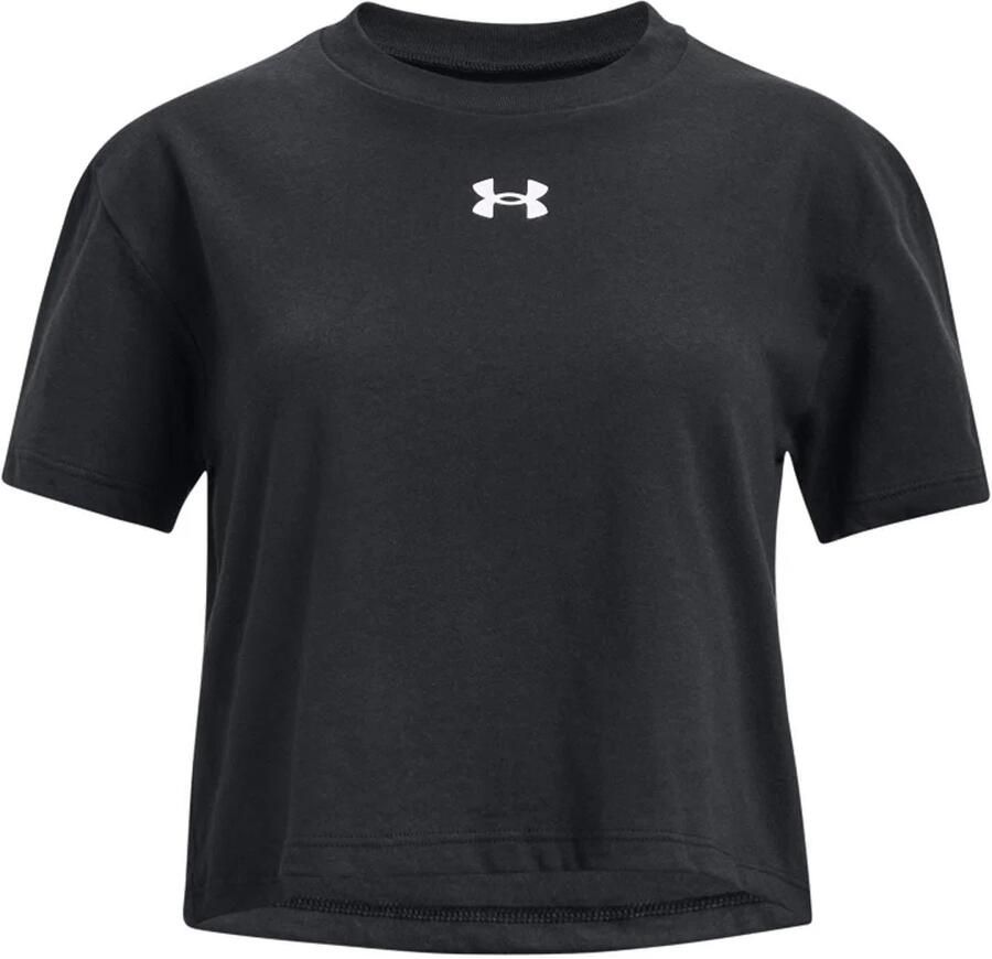 Under Armour sportshirt Sportstyle Logo zwart wit Sport t-shirt Meisjes Katoen Ronde hals 152