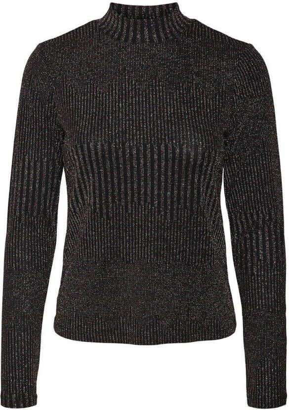 Vero Moda Vmkarita LS High Neck TOP JRS lurex | Freewear Zwart Dames