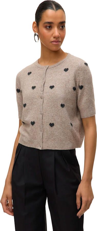 VERO MODA gebreid vest grijsbruin - Foto 4