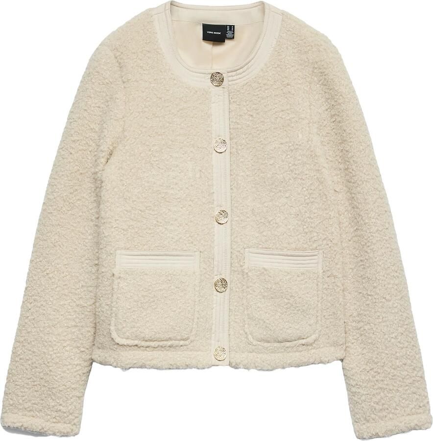 Vero Moda Regular fit jack van teddybont met doorgestikte garnering model 'ESPRESSO'