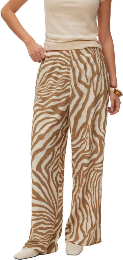 VERO MODA wide leg regular waist casual broek zand - Foto 4