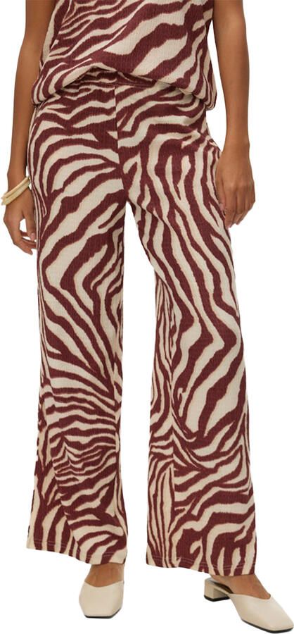 VERO MODA wide leg regular waist casual broek donkerrood - Foto 4