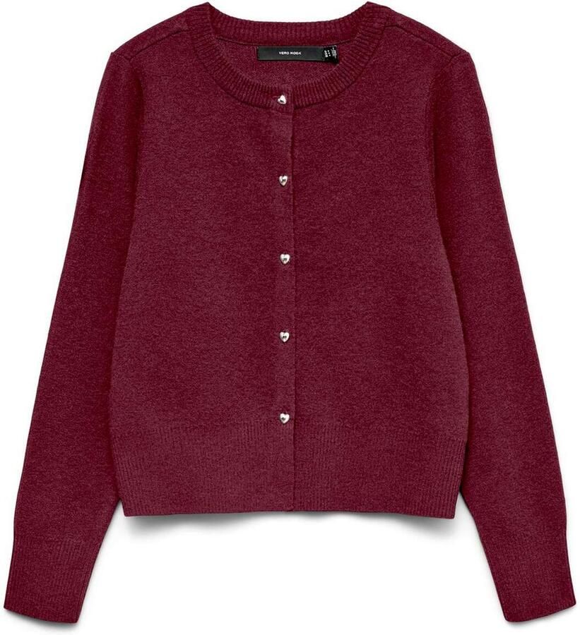 VERO MODA rechtvallend gebreid vest donkerrood