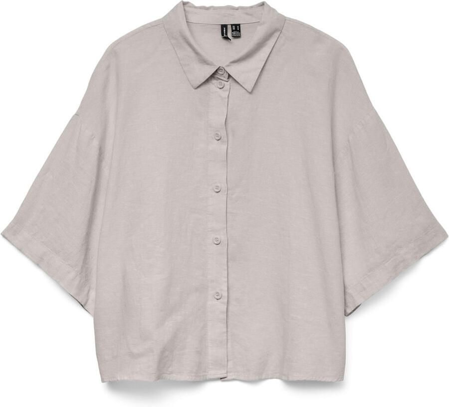 Vero Moda Regular fit overhemdblouse van een mix van linnen en viscose model 'LINN'