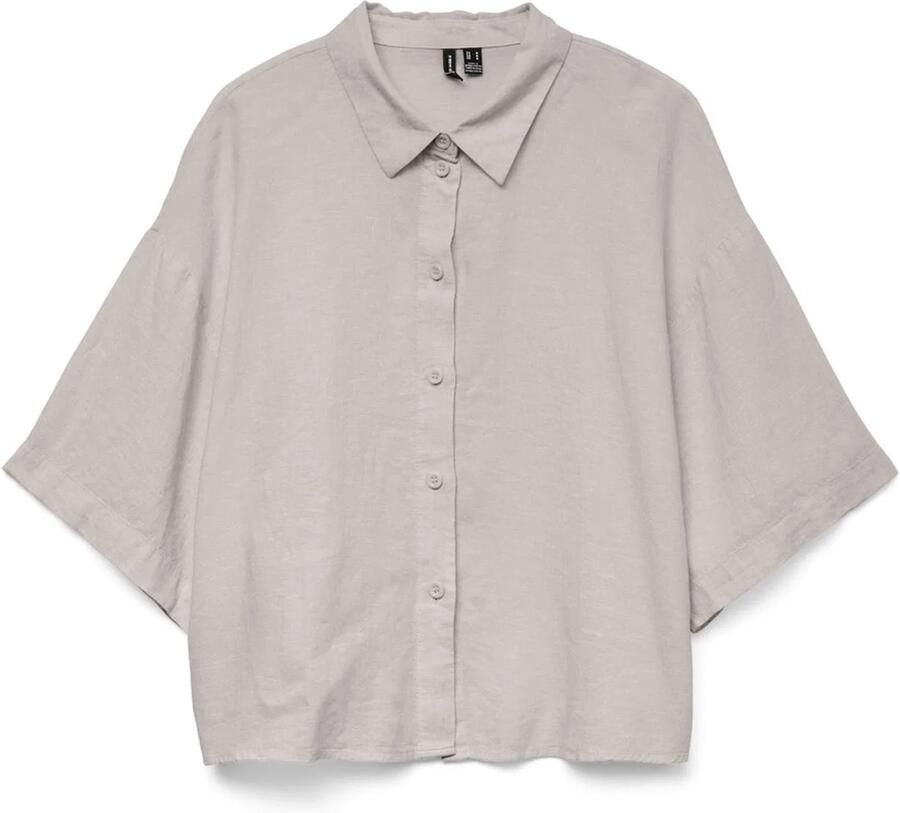 Vero Moda Regular fit overhemdblouse van een mix van linnen en viscose model 'LINN'