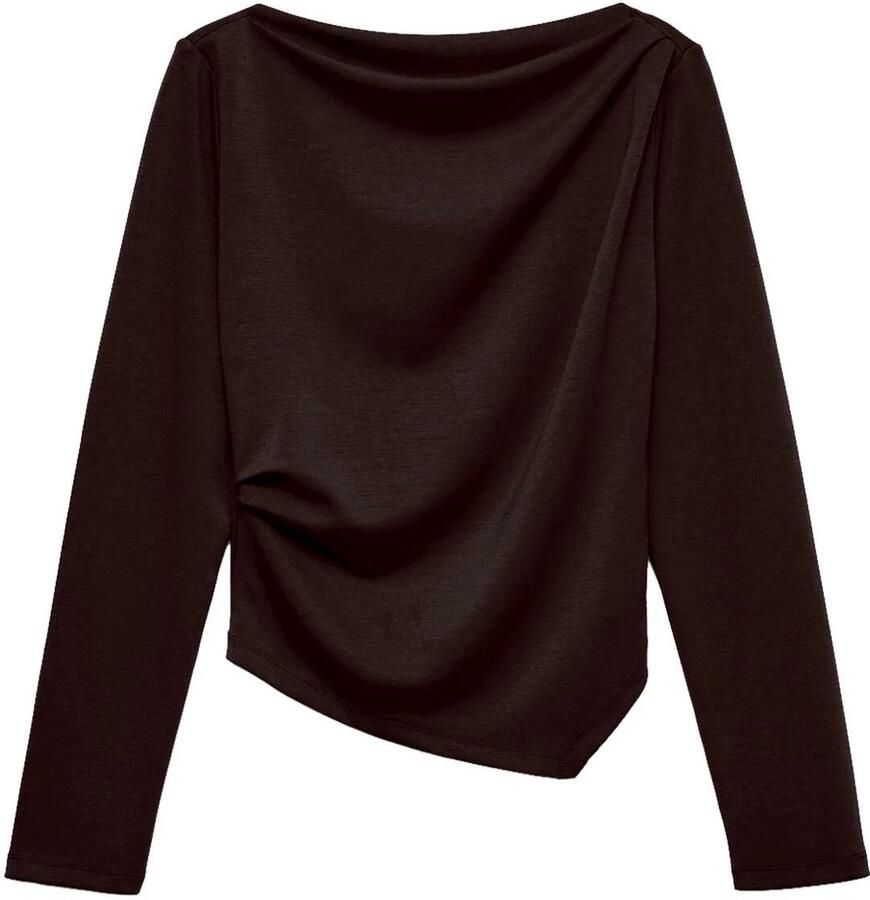 VERO MODA rechtvallende top donkerbruin - Foto 3
