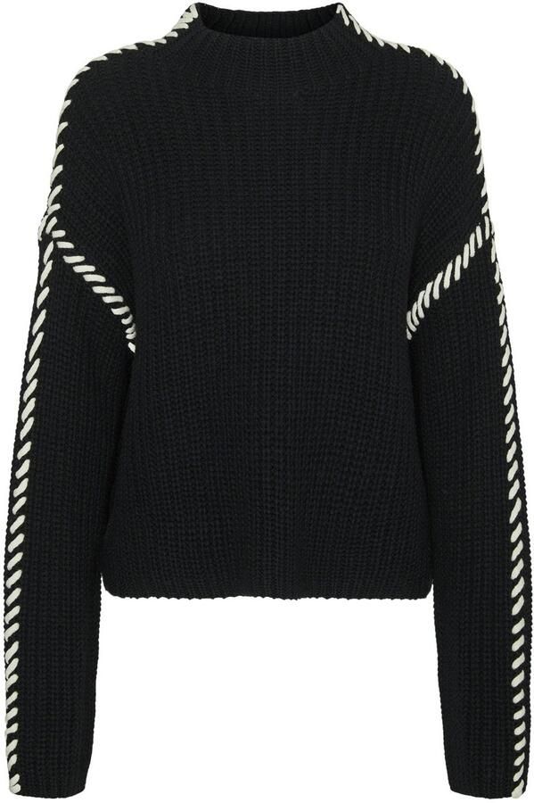 VERO MODA gebreide trui VMNEWCREAM zwart