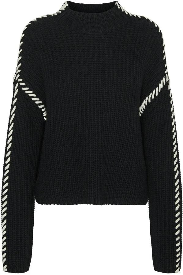 VERO MODA gebreide trui VMNEWCREAM zwart