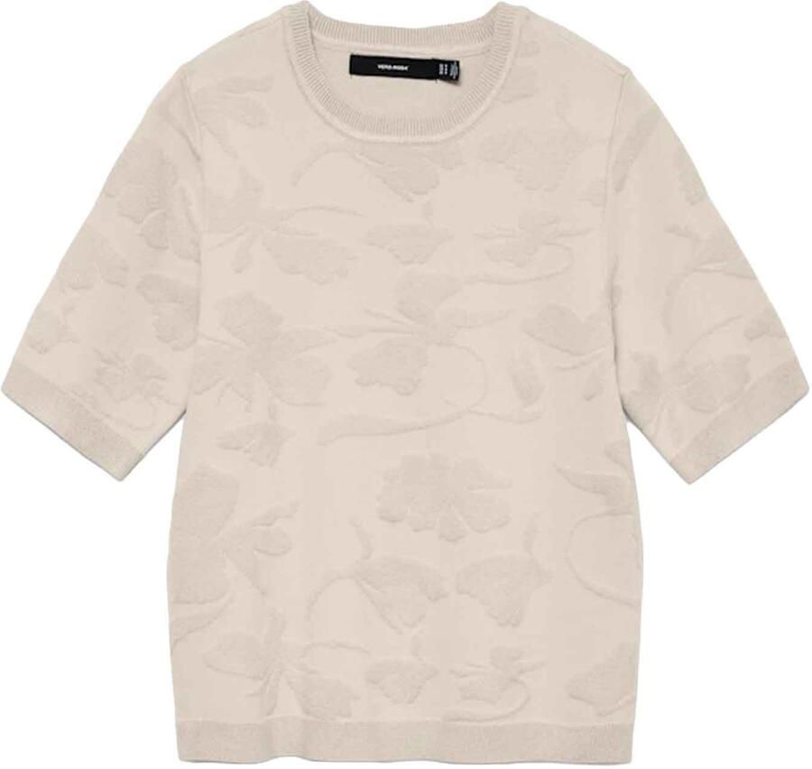 VERO MODA gebloemde trui ecru gebreid - Foto 4