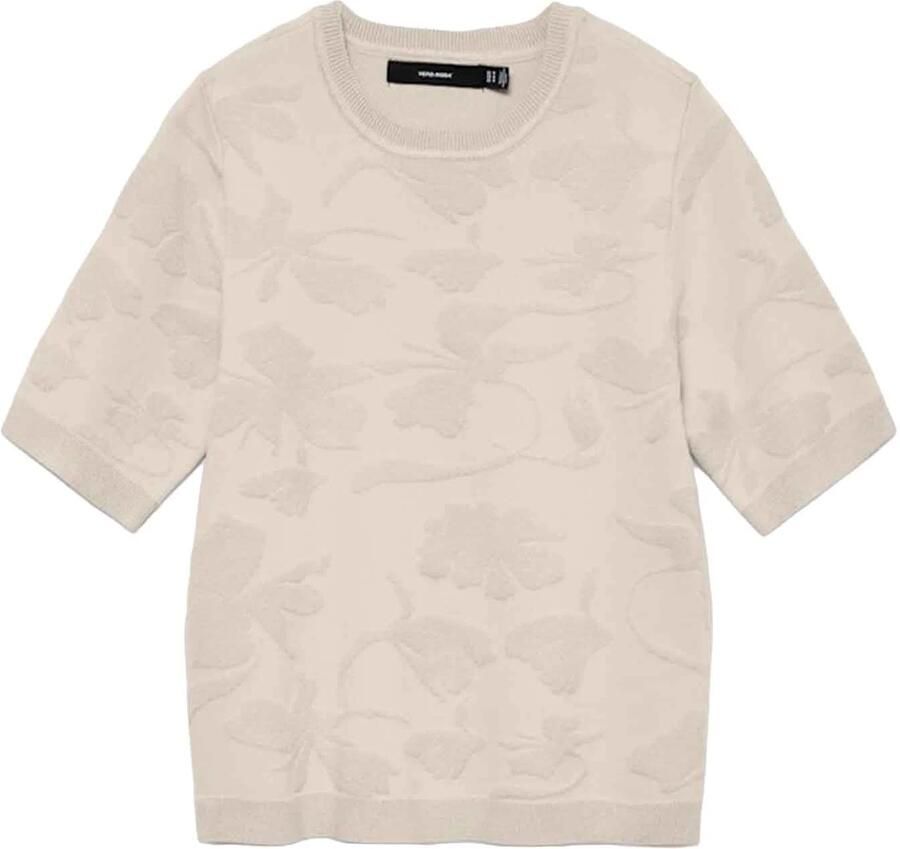 VERO MODA gebloemde trui ecru gebreid - Foto 4