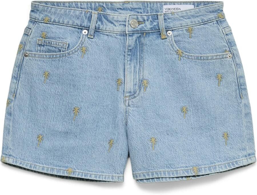VERO MODA denim straight regular waist short lichtblauw - Foto 3