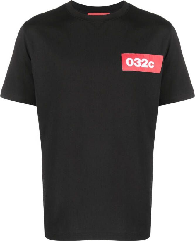 032c T-shirt met logoprint Zwart