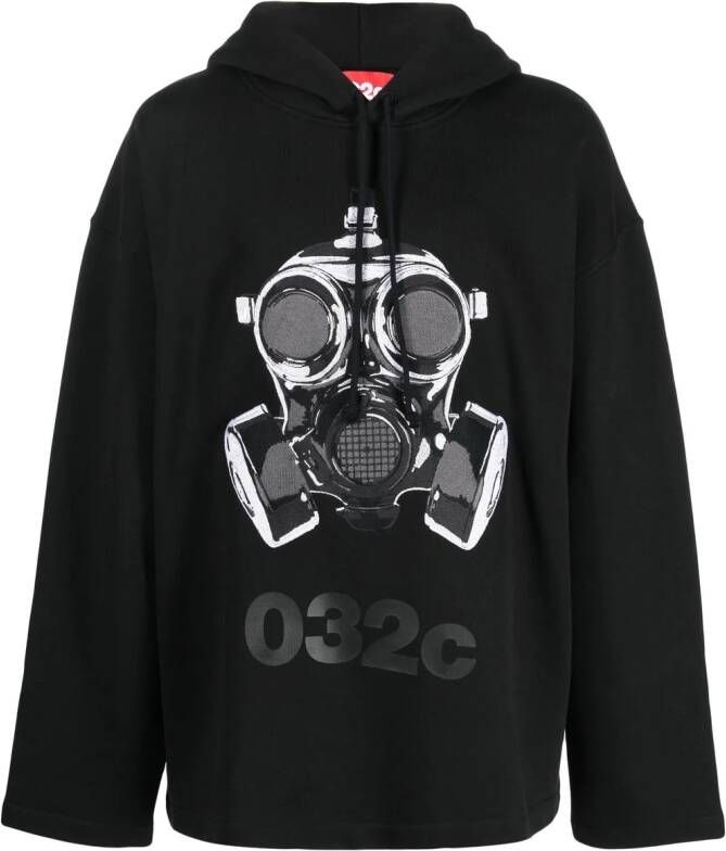 032c Hoodie met grafische print Zwart