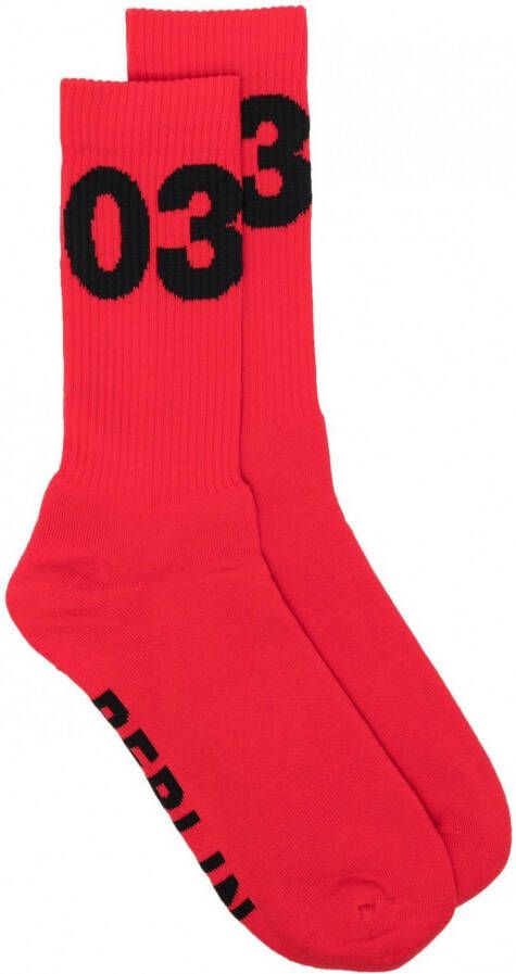 032c Intarsia enkelsokken Rood