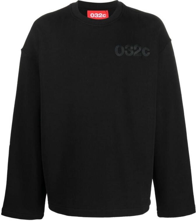 032c Sweater met geborduurd logo Zwart