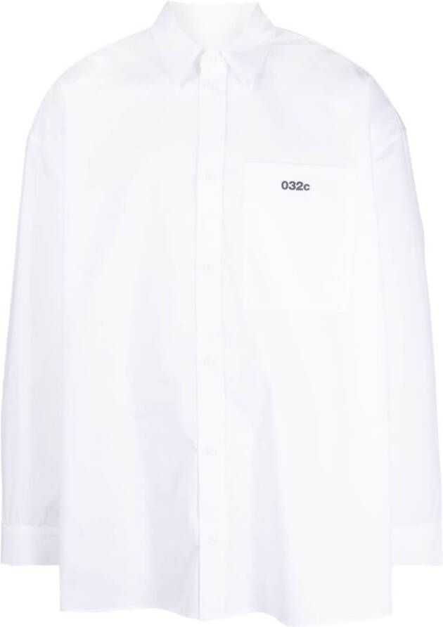 032c Overhemd met geborduurd logo Wit