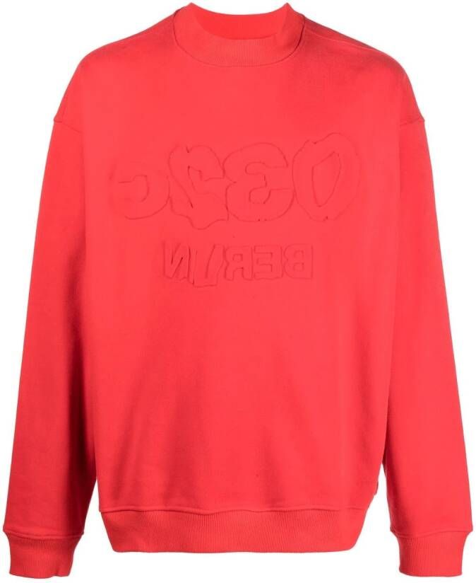 032c Sweater met logo reliëf Rood
