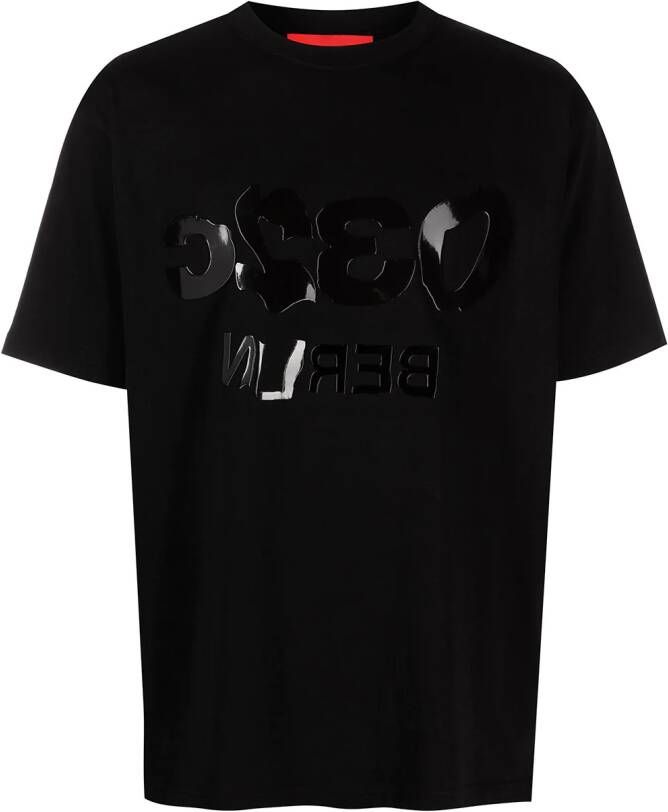 032c T-shirt met omgekeerd logo Zwart
