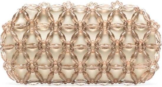0711 Clutch verfraaid met kralen Bruin