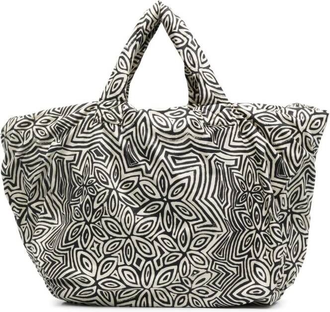 10 CORSO COMO Pouffy shopper met bloe print Beige