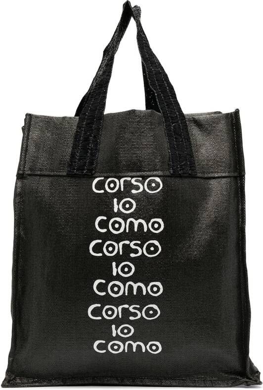 10 CORSO COMO Raffia shopper Zwart